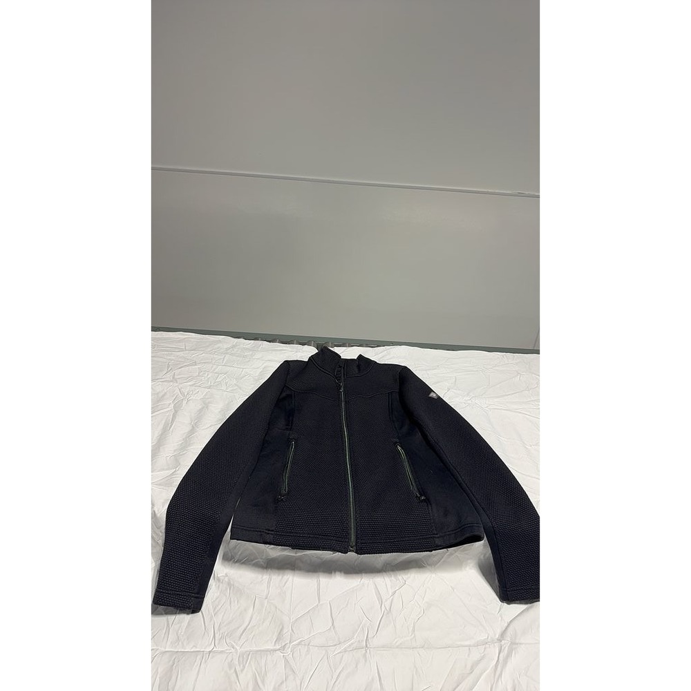 Spyder Womens Full-Zip Textured Jacket Black Sporty Mock Neck Small